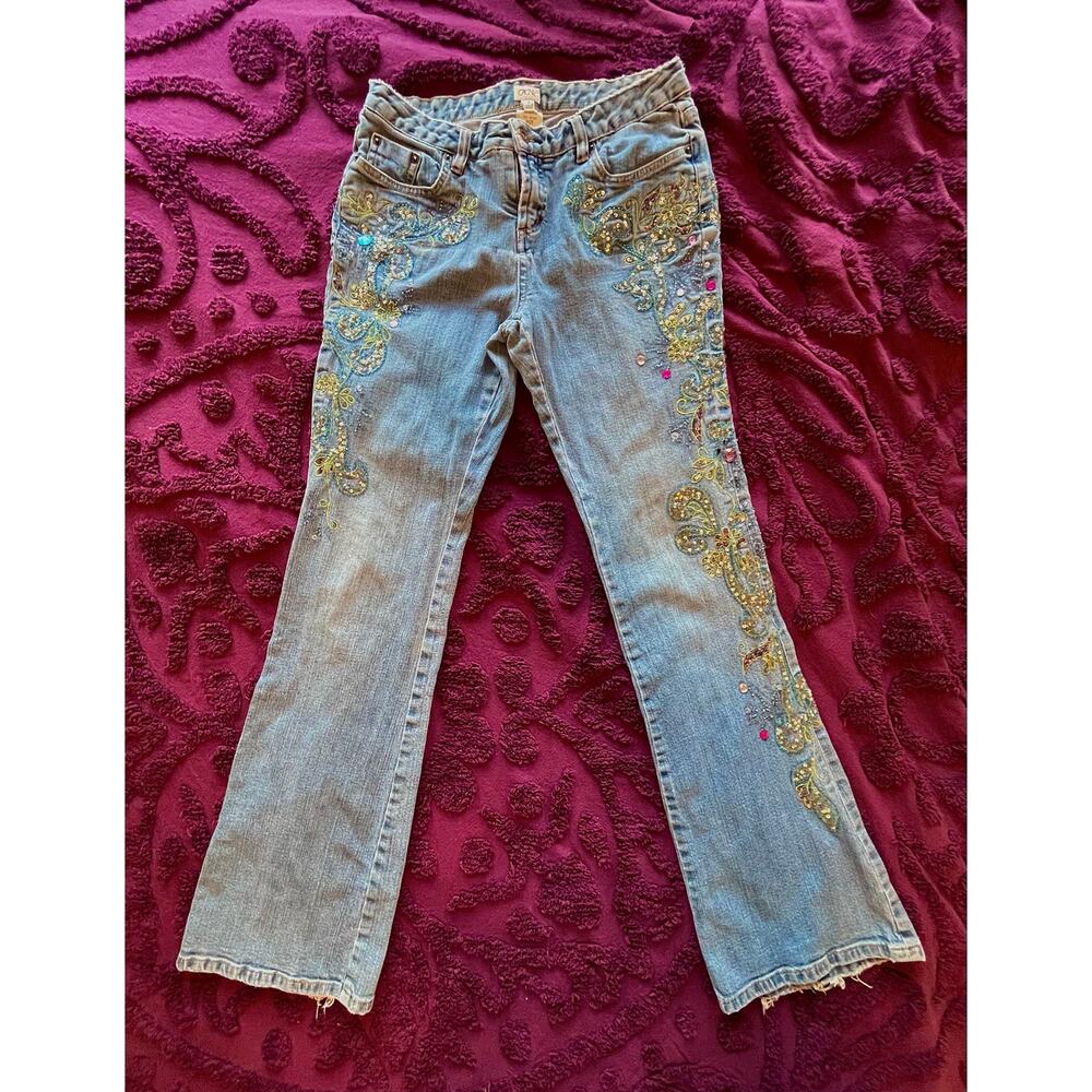 cache embroidered and beaded fairy core y2k flare jeans - Picture 5 of 7